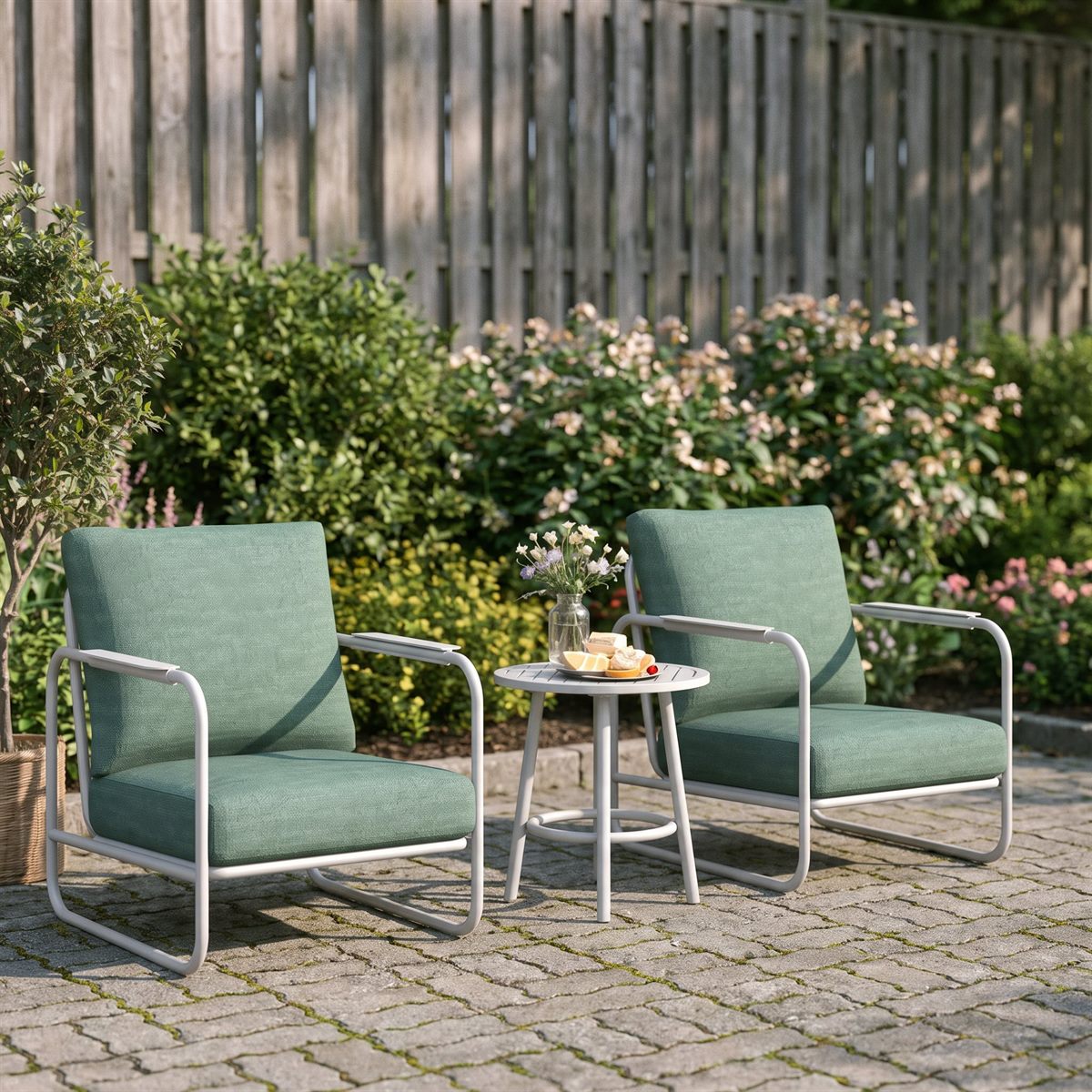 Maison Backyards 3-Piece Aluminum Patio Chair Set with Coffee Table